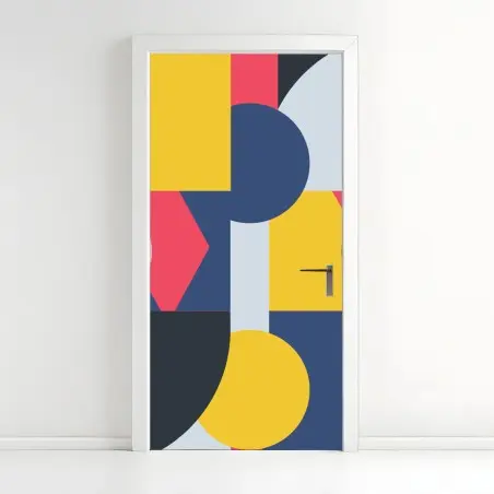 Sticker pour porte motif géométrique coloré pour décoration murale – Wallnifity®