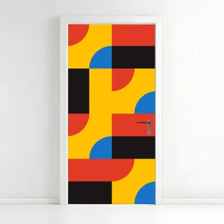 Sticker pour porte motif géométrique vibrant aux formes arrondies – Wallnifity®