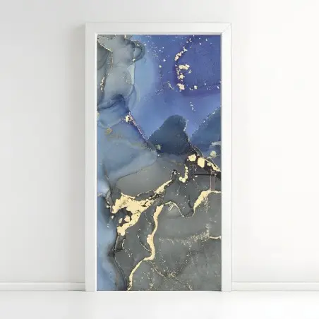 Sticker pour porte paysage abstrait liquide aux reflets dorés – Wallnifity®