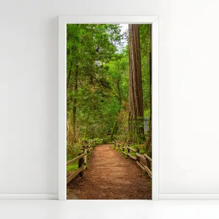 Sticker pour porte promenade sous les séquoias centenaires – Wallnifity®