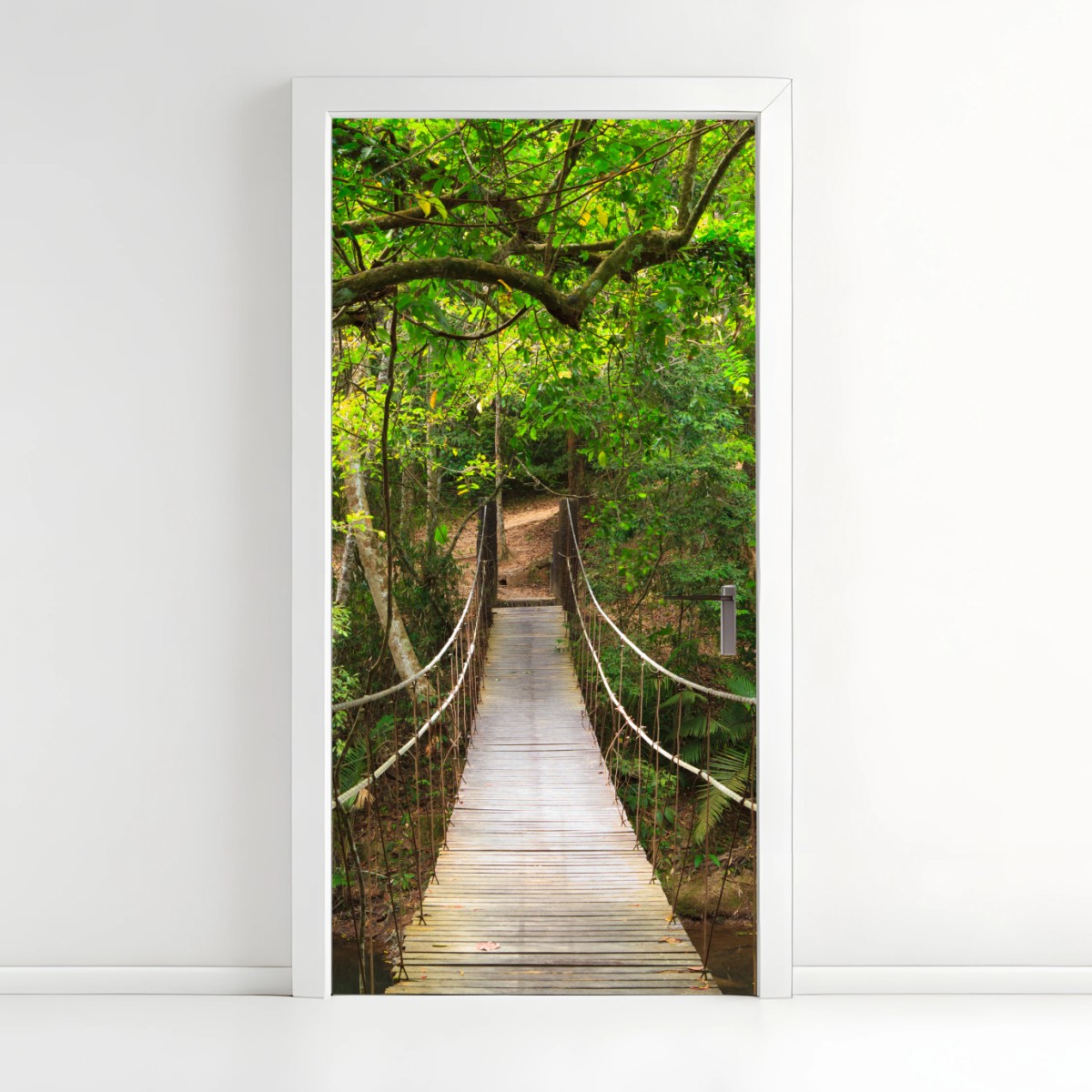 Sticker pour porte passerelle suspendue au coeur de la forêt – Wallnifity®