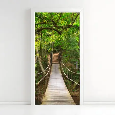 Sticker pour porte passerelle suspendue au coeur de la forêt – Wallnifity®