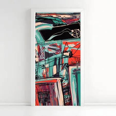 Sticker pour porte composition urbaine abstraite colorée – Wallnifity®