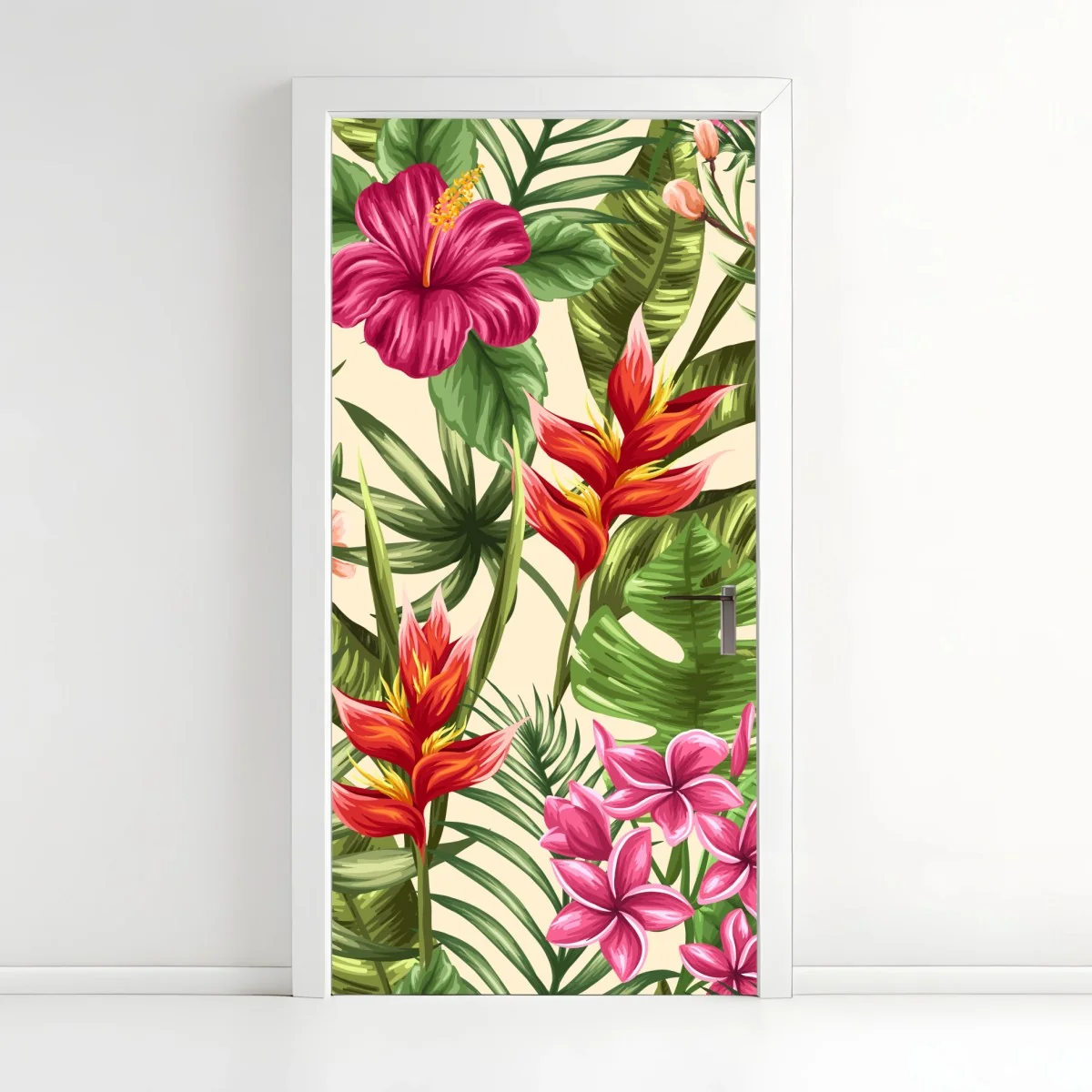 Sticker pour porte motif tropical floral coloré – Wallnifity® Sticker pour porte motif tropical floral coloré – Wallnifity®