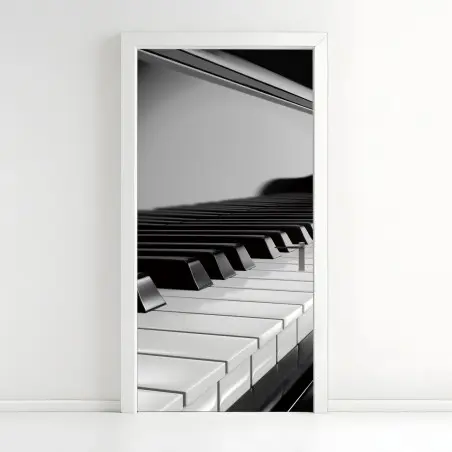 Sticker pour porte élégance du piano en noir et blanc – Wallnifity®