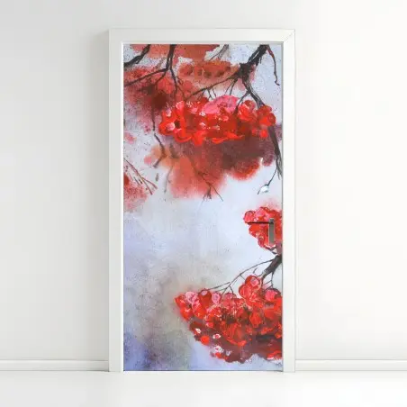 Sticker pour porte bouquets de baies rouges en aquarelle – Wallnifity®