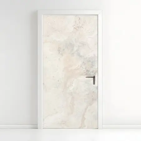 Sticker pour porte marbre beige aux veines délicates – Wallnifity®