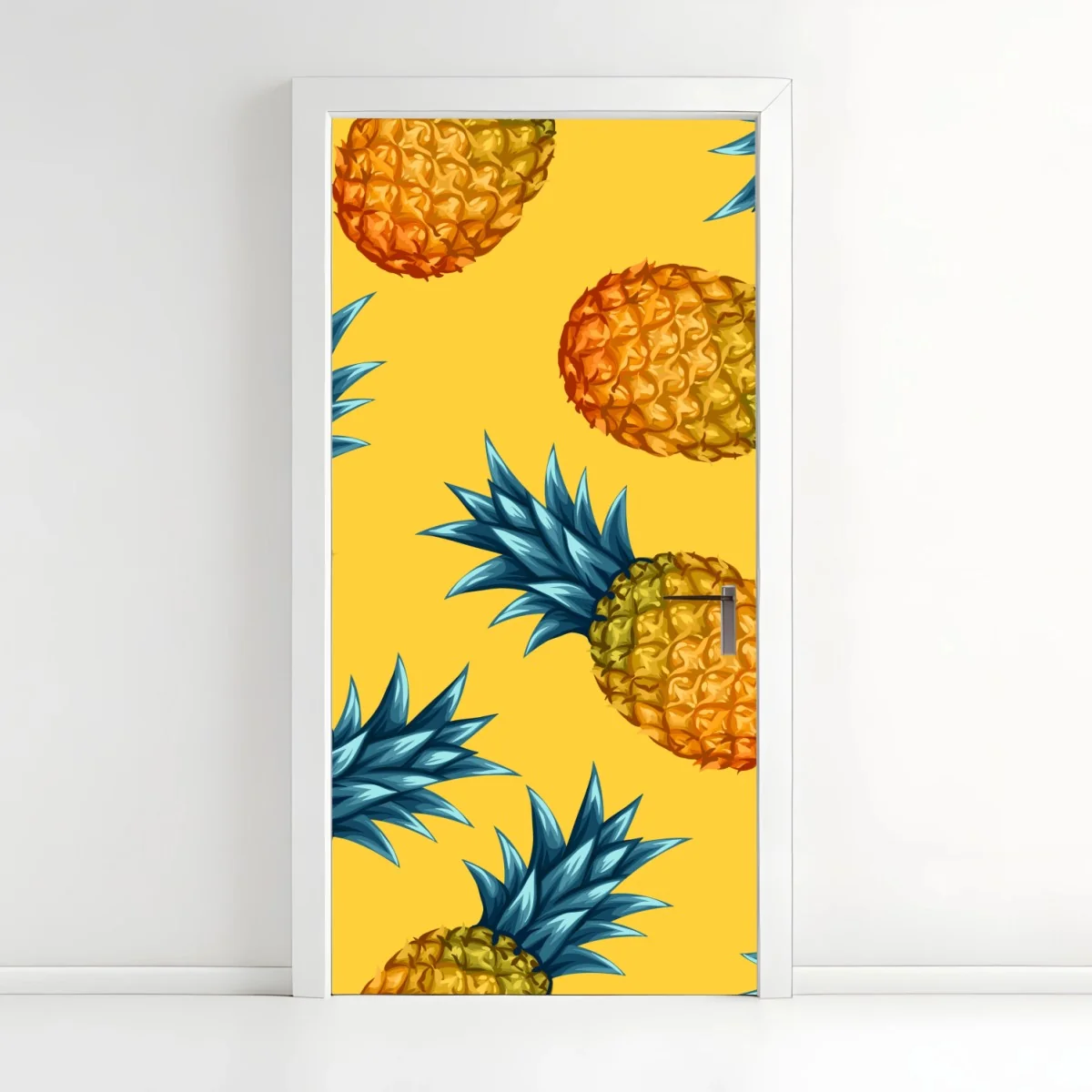 Sticker pour porte motif ananas tropicaux sur fond jaune – Wallnifity® Sticker pour porte motif ananas tropicaux sur fond jaune – Wallnifity®