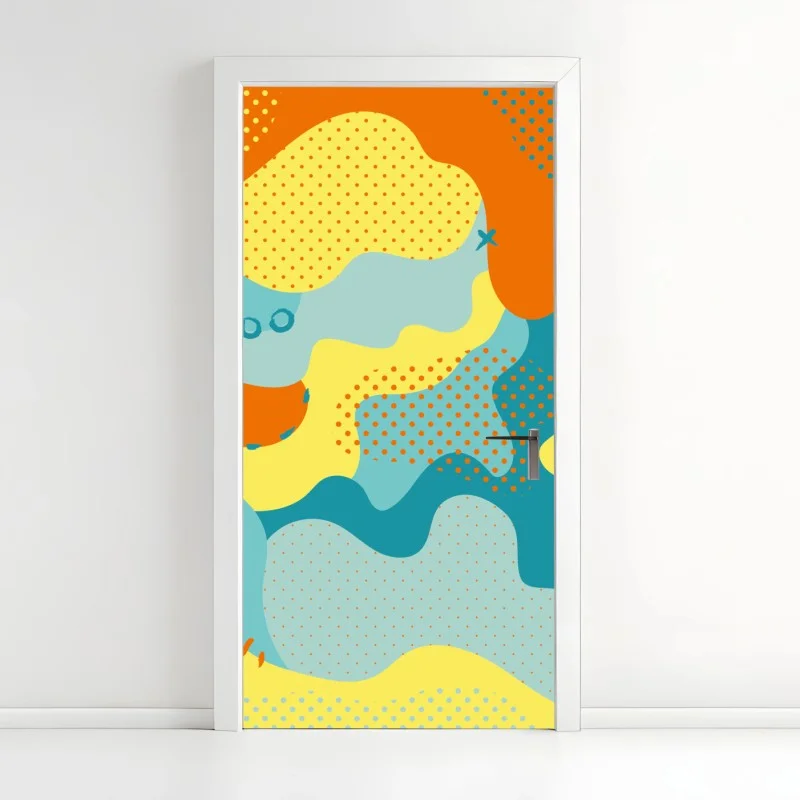 Sticker pour porte composition abstraite colorée d'inspiration pop – Wallnifity®