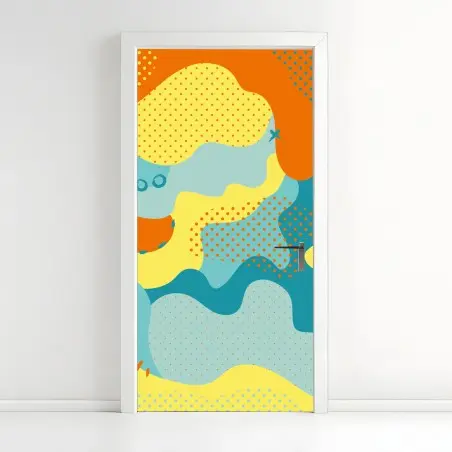 Sticker pour porte composition abstraite colorée d'inspiration pop – Wallnifity®