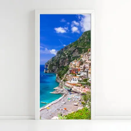 Sticker pour porte vue panoramique de Positano au bord de la mer – Wallnifity®