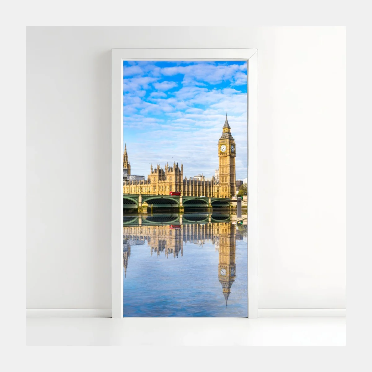 Sticker pour porte reflets matinaux de Big Ben et du Palais de Westminster à Londres sur la Tamise – Wallnifity® Sticker pour porte reflets matinaux de Big Ben et du Palais de Westminster à Londres sur la Tamise – Wallnifity®