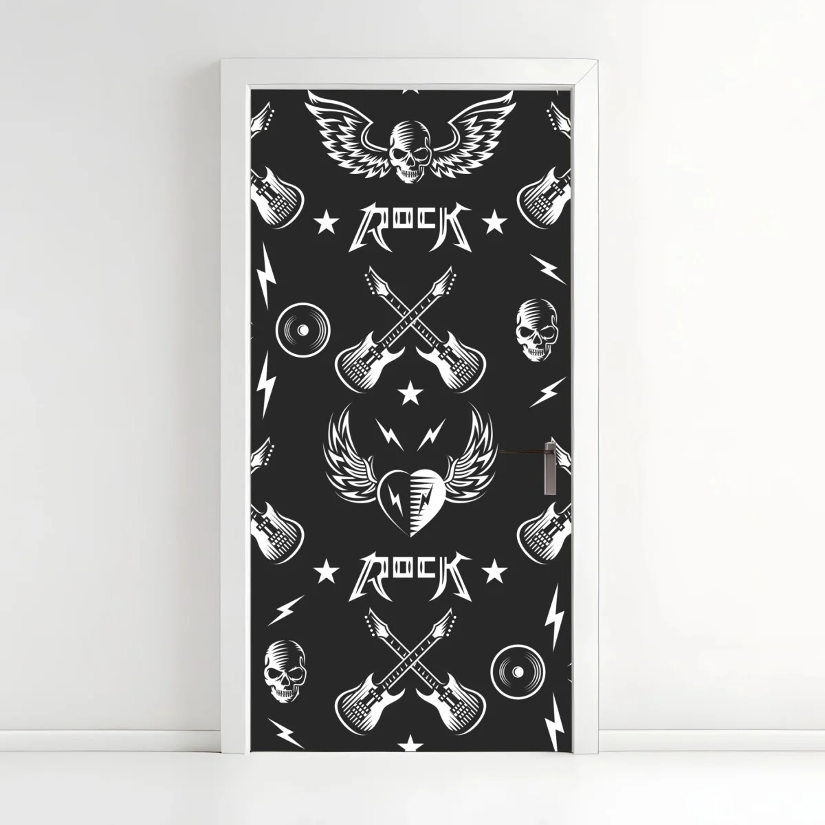 Sticker pour porte motif rock vintage noir et blanc – Wallnifity® Sticker pour porte motif rock vintage noir et blanc – Wallnifity®