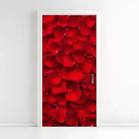 Sticker pour porte mosaïque de pétales de rose rouges – Wallnifity®