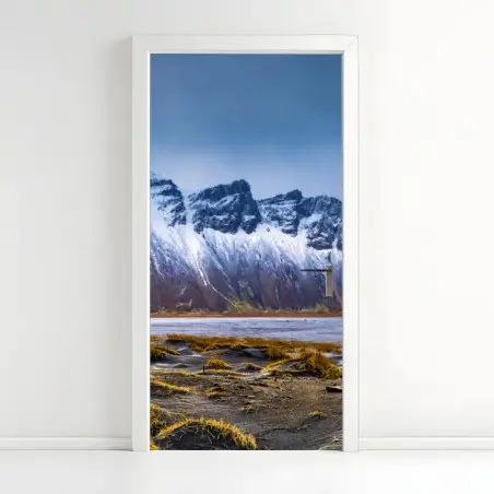 Sticker pour porte paysage épique de Vestrahorn et Stokksnes – Wallnifity®