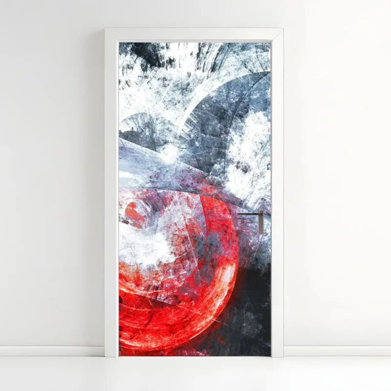 Sticker pour porte vortex fractal rouge et blanc – Wallnifity®