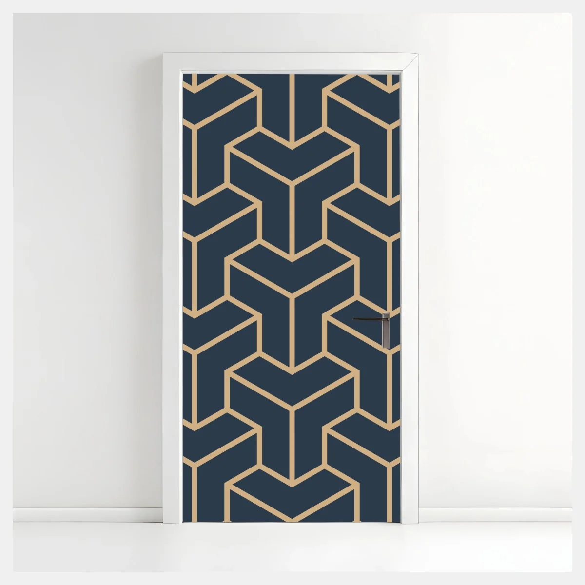 Sticker pour porte motif géométrique bleu marine et doré en 3d – Wallnifity® Sticker pour porte motif géométrique bleu marine et doré en 3d – Wallnifity®