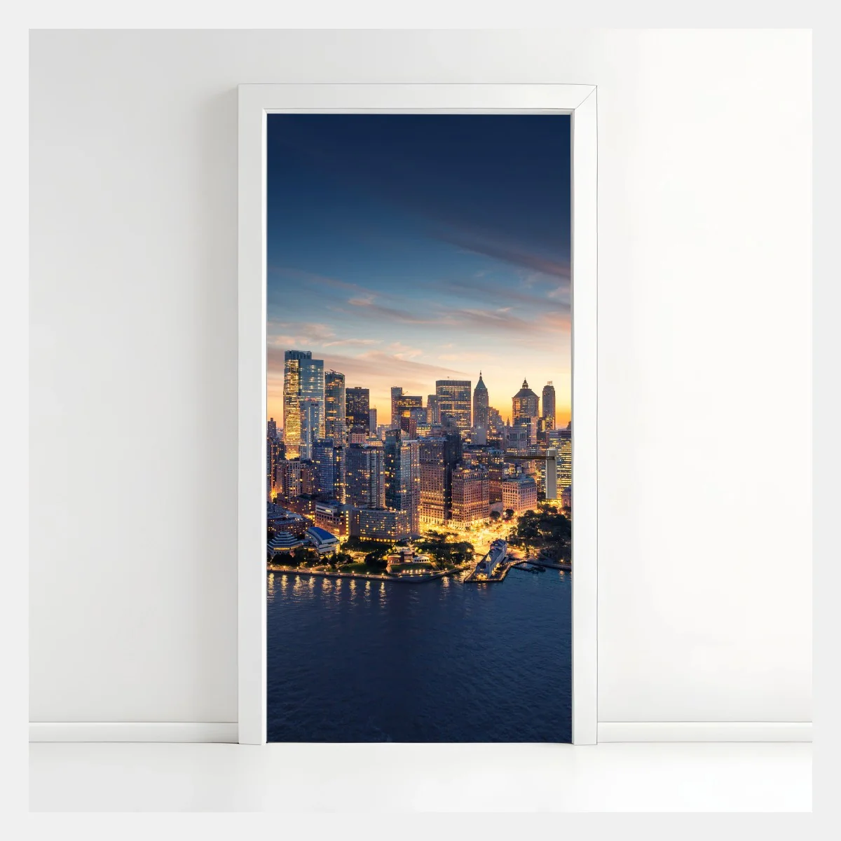 Sticker pour porte panorama de New York au lever du soleil – Wallnifity® Sticker pour porte panorama de New York au lever du soleil – Wallnifity®