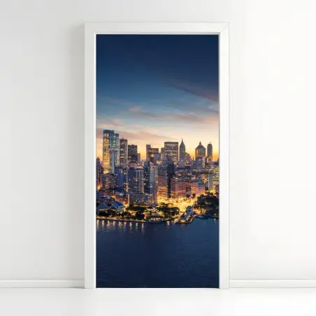 Sticker pour porte panorama de New York au lever du soleil – Wallnifity®