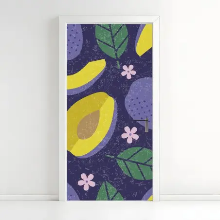 Sticker pour porte prunes et fleurs motif décoratif vintage – Wallnifity®