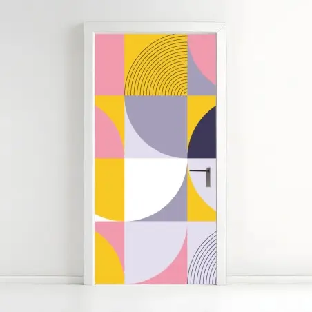 Sticker pour porte composition géométrique pastel et solaire – Wallnifity®