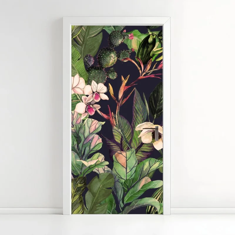Sticker pour porte jungle florale en aquarelle – Wallnifity® Sticker pour porte jungle florale en aquarelle – Wallnifity®