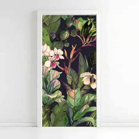 Sticker pour porte jungle florale en aquarelle – Wallnifity®