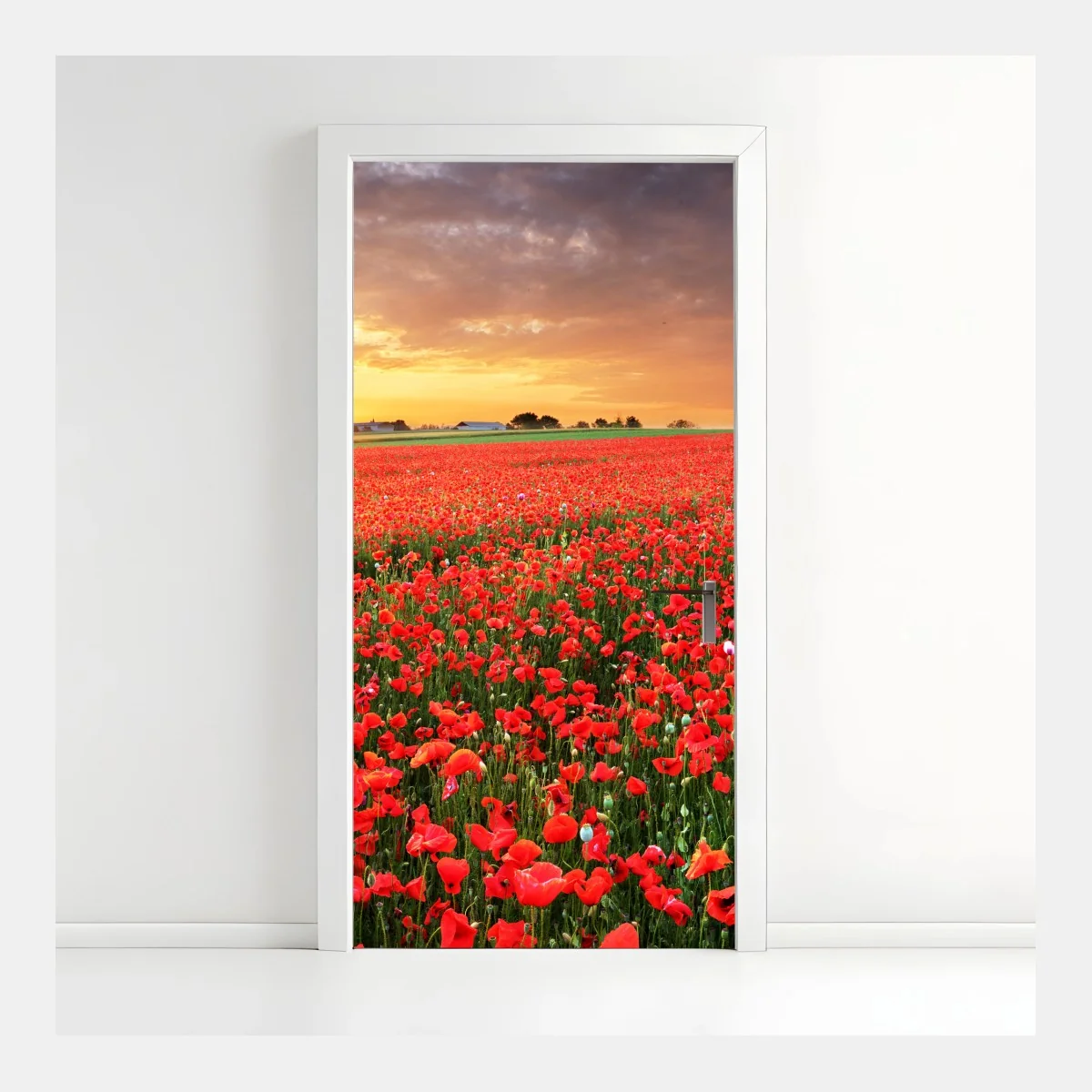 Sticker pour porte mer de coquelicots au coucher du soleil – Wallnifity® Sticker pour porte mer de coquelicots au coucher du soleil – Wallnifity®