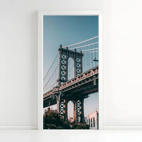 Sticker pour porte vue urbaine du pont de Manhattan depuis Brooklyn – Wallnifity®