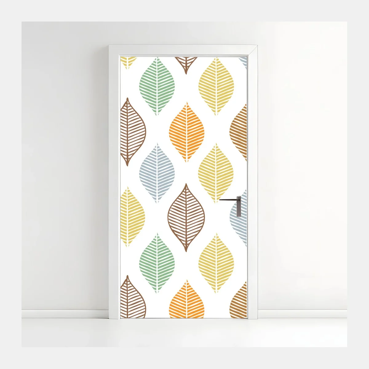 Sticker pour porte motif feuilles pastel scandinave – Wallnifity® Sticker pour porte motif feuilles pastel scandinave – Wallnifity®