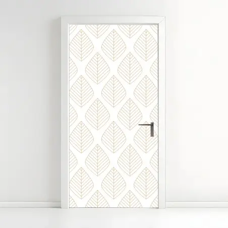 Sticker pour porte motif feuilles dorées minimaliste – Wallnifity®