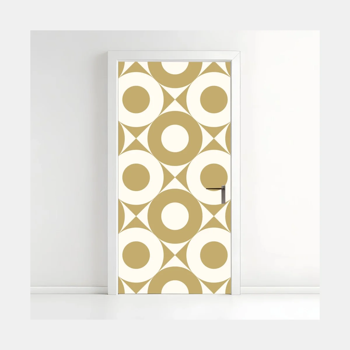Sticker pour porte motif géométrique rétro beige et crème – Wallnifity® Sticker pour porte motif géométrique rétro beige et crème – Wallnifity®