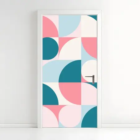Sticker pour porte motif géométrique pastel moderne – Wallnifity®