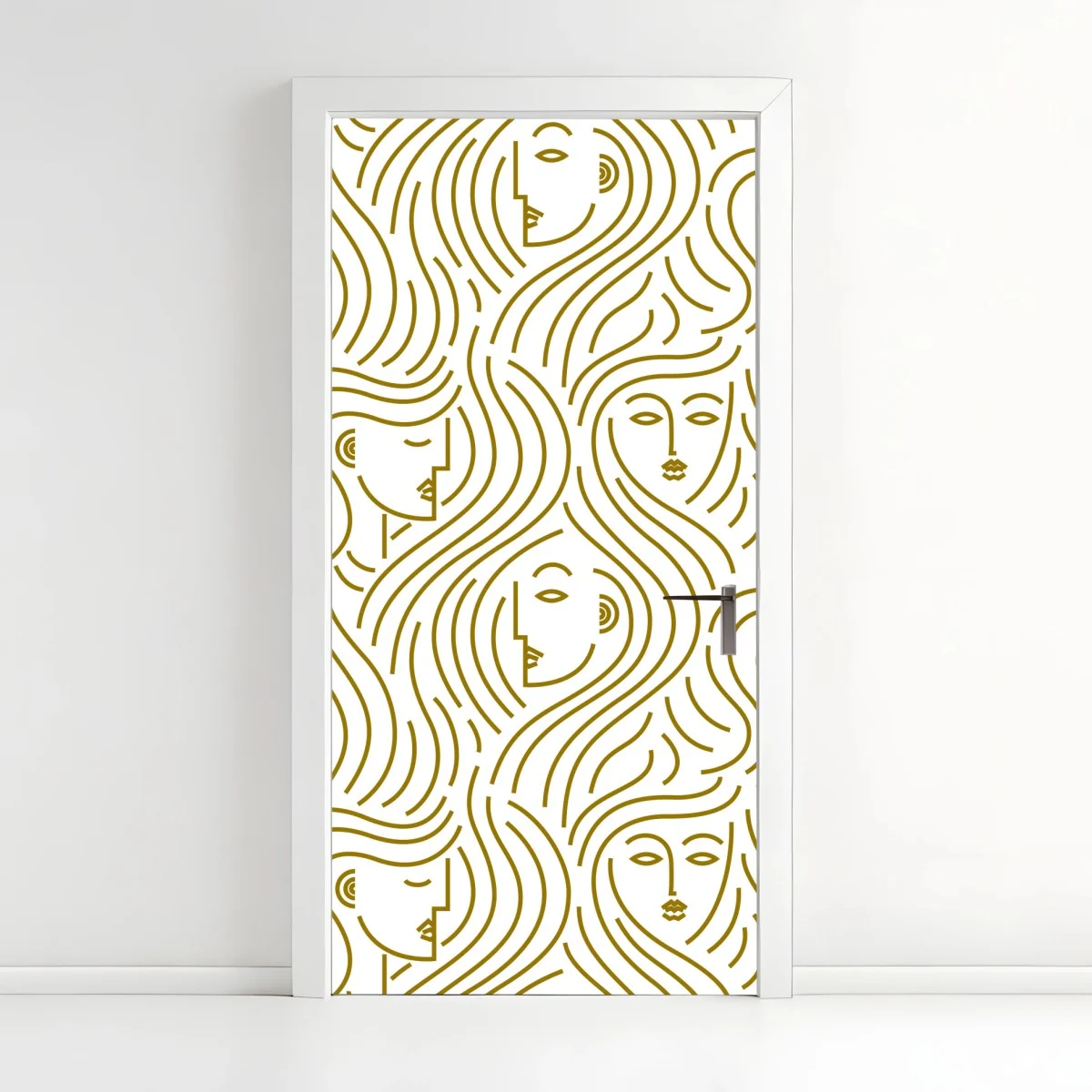 Sticker pour porte motif de visages dorés aux cheveux ondulés – Wallnifity® Sticker pour porte motif de visages dorés aux cheveux ondulés – Wallnifity®