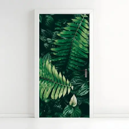 Sticker pour porte mur de verdure tropicale sombre – Wallnifity®