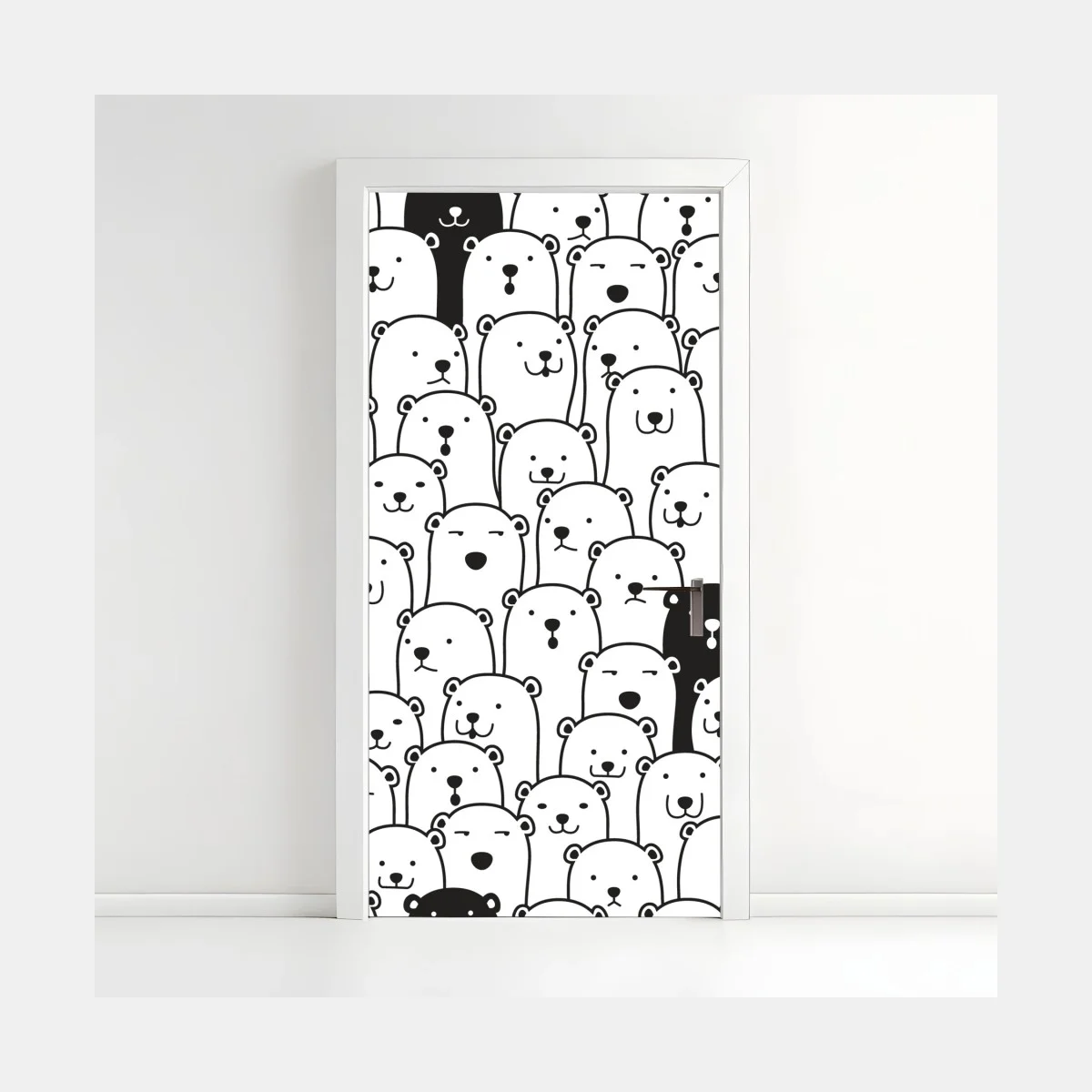 Sticker pour porte nuée d'ours mignons noir et blanc – Wallnifity® Sticker pour porte nuée d'ours mignons noir et blanc – Wallnifity®