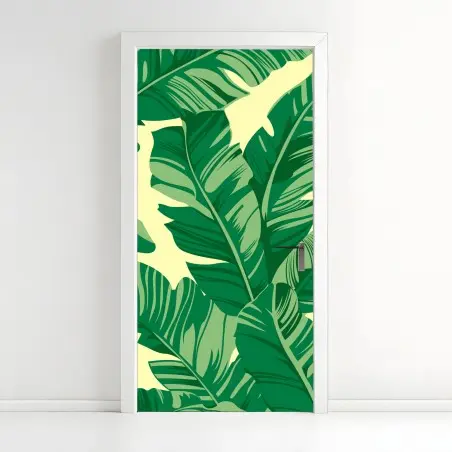 Sticker pour porte motif feuilles de bananier tropicales – Wallnifity®