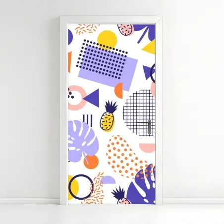 Sticker pour porte motif tropical géométrique coloré – Wallnifity®