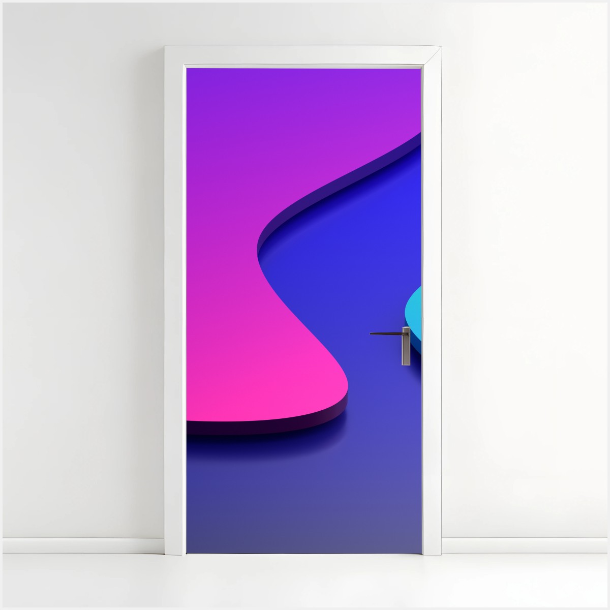 Sticker pour porte abstraction 3d en dégradé violet et bleu – Wallnifity®