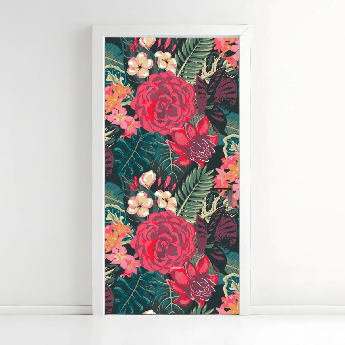 Sticker pour porte parure botanique tropicale aux fleurs rouges – Wallnifity® Sticker pour porte parure botanique tropicale aux fleurs rouges – Wallnifity®