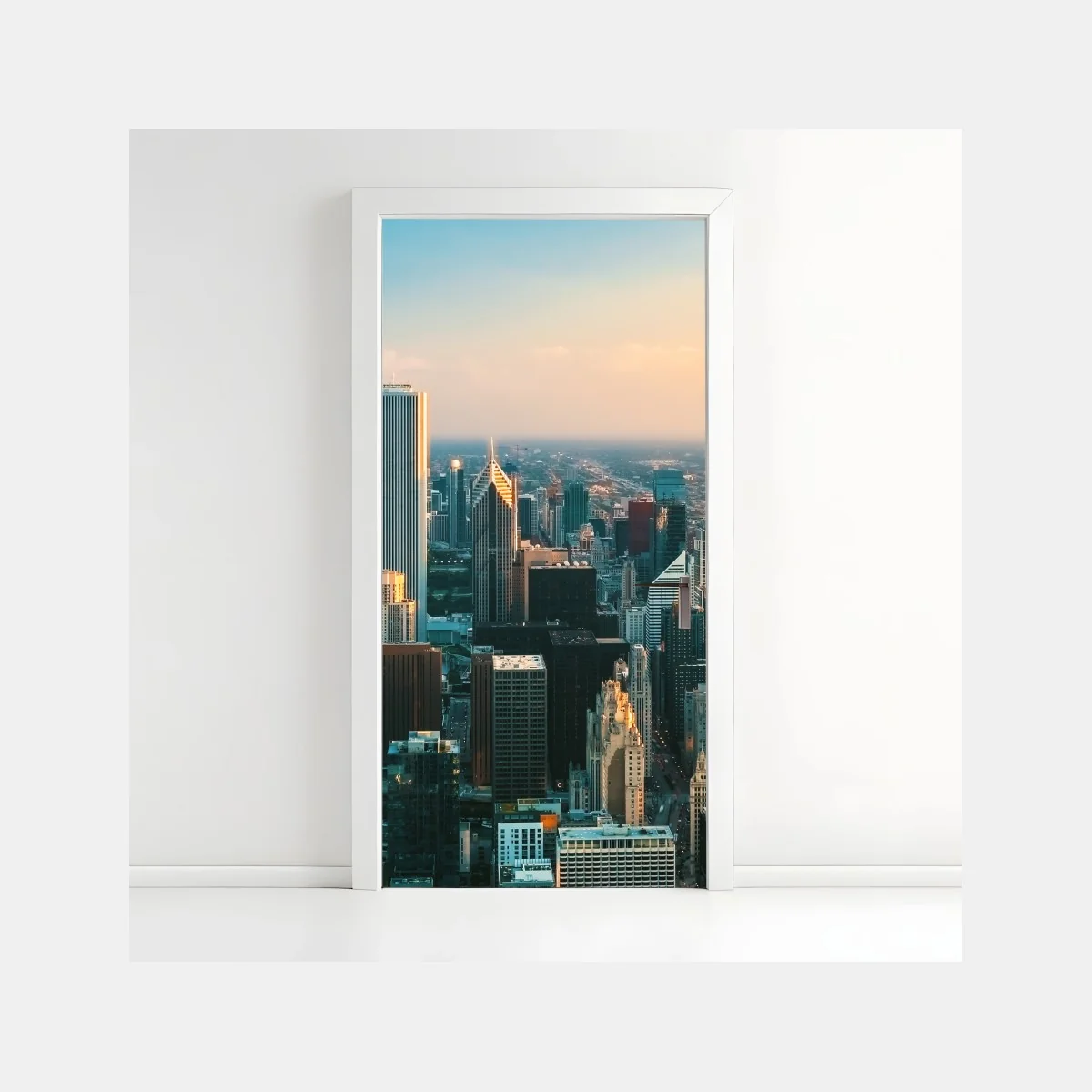 Sticker pour porte panorama urbain de Chicago au coucher du soleil – Wallnifity® Sticker pour porte panorama urbain de Chicago au coucher du soleil – Wallnifity®