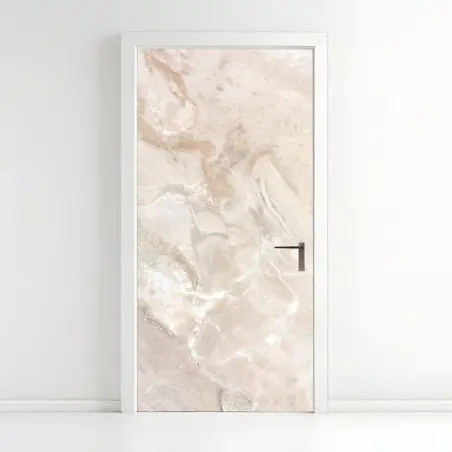 Sticker pour porte marbre crème élégant pour décoration murale – Wallnifity®
