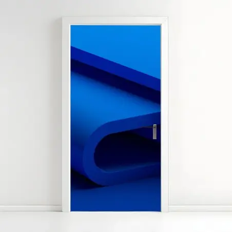 Sticker pour porte ruban géométrique bleu minimaliste – Wallnifity®