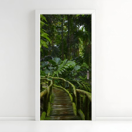 Sticker pour porte promenade mystérieuse au cœur de la jungle – Wallnifity®