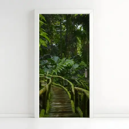 Sticker pour porte promenade mystérieuse au cœur de la jungle – Wallnifity®