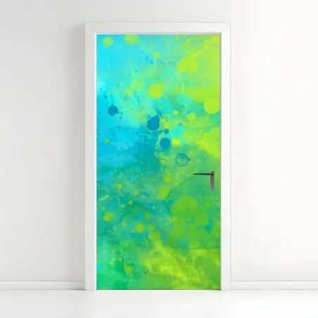 Sticker pour porte fusion bleue et verte abstraite – Wallnifity®