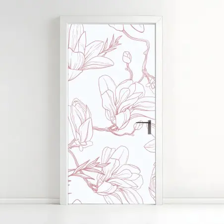 Sticker pour porte motif magnolia délicat et aérien – Wallnifity®