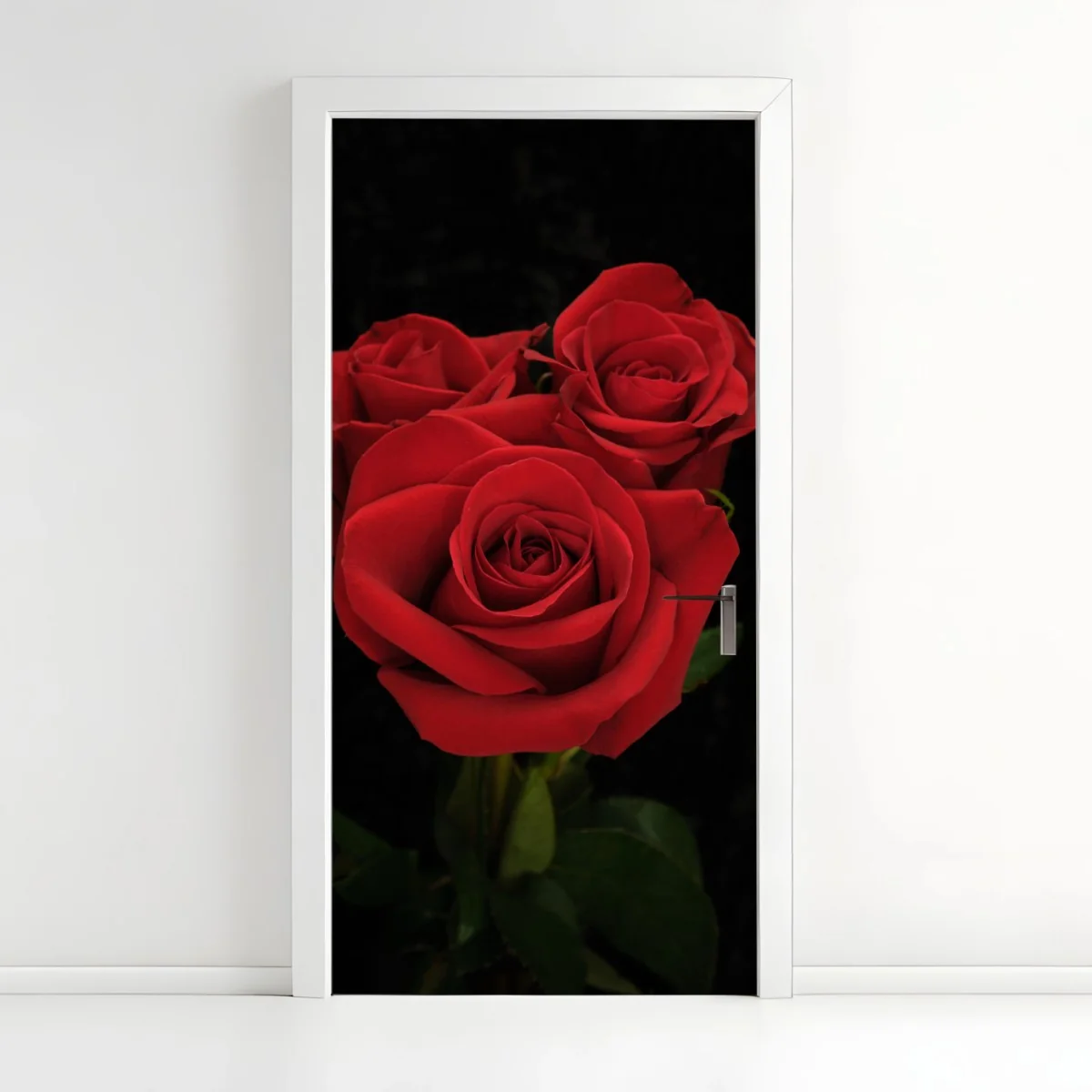 Sticker pour porte bouquet de roses rouges sur fond noir – Wallnifity® Sticker pour porte bouquet de roses rouges sur fond noir – Wallnifity®