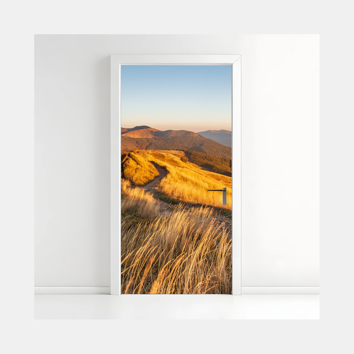 Sticker pour porte crête dorée au coucher du soleil – Wallnifity®
