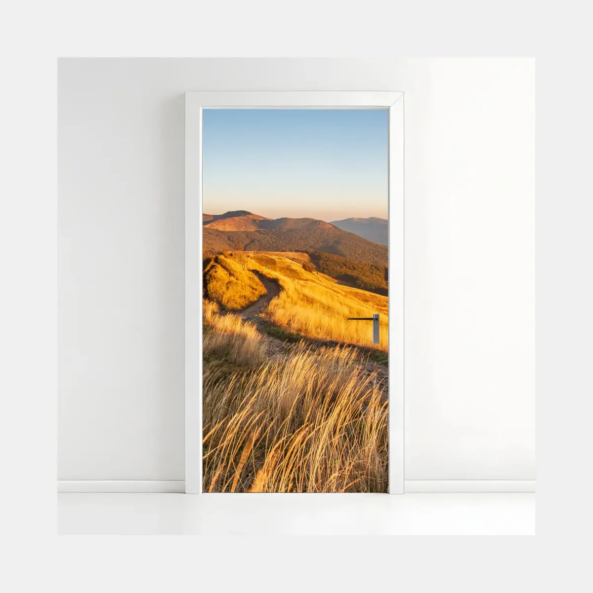 Sticker pour porte crête dorée au coucher du soleil – Wallnifity®